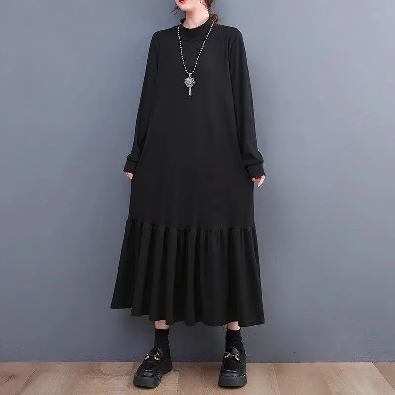 Spring Autumn And Winter Chinese Style Long Dress Half High Neck Temperament Fish Tail Loose Fit Casual Women's Dress Robe Z3506
Spring Autumn And Winter Chinese Style Long Dress Half High Neck Temperament Fish Tail Loose Fit Casual Women's Dress Robe Z3506