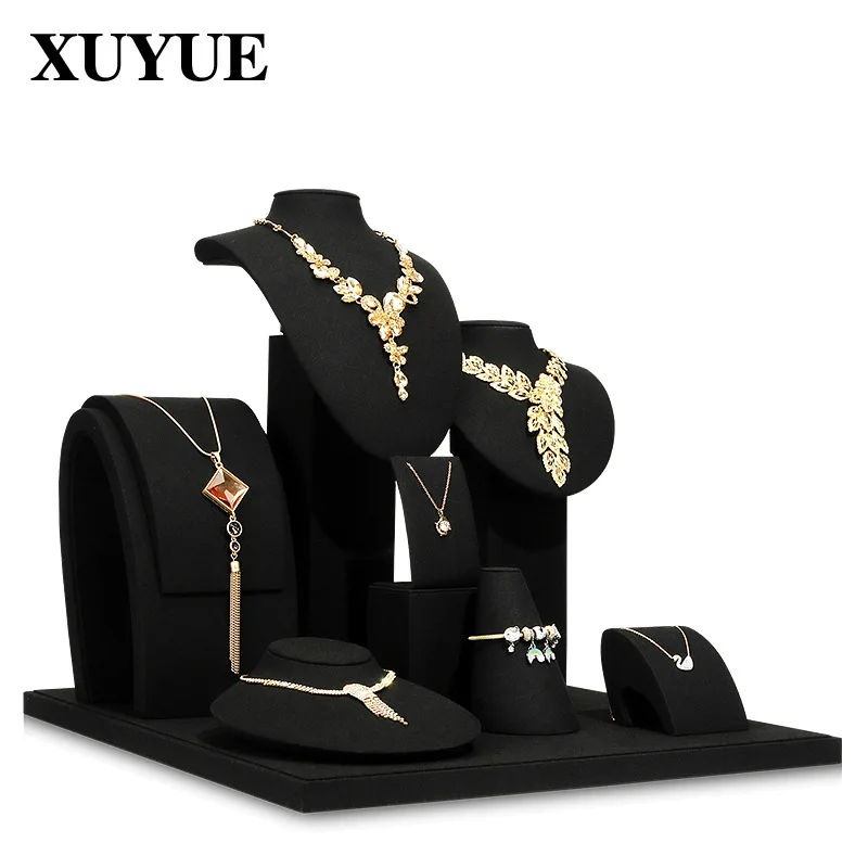 Jewelry props black super fiber high-end window display rack set necklace ring jewelry rack counter display spot
Jewelry props black super fiber high-end window display rack set necklace ring jewelry rack counter display spot