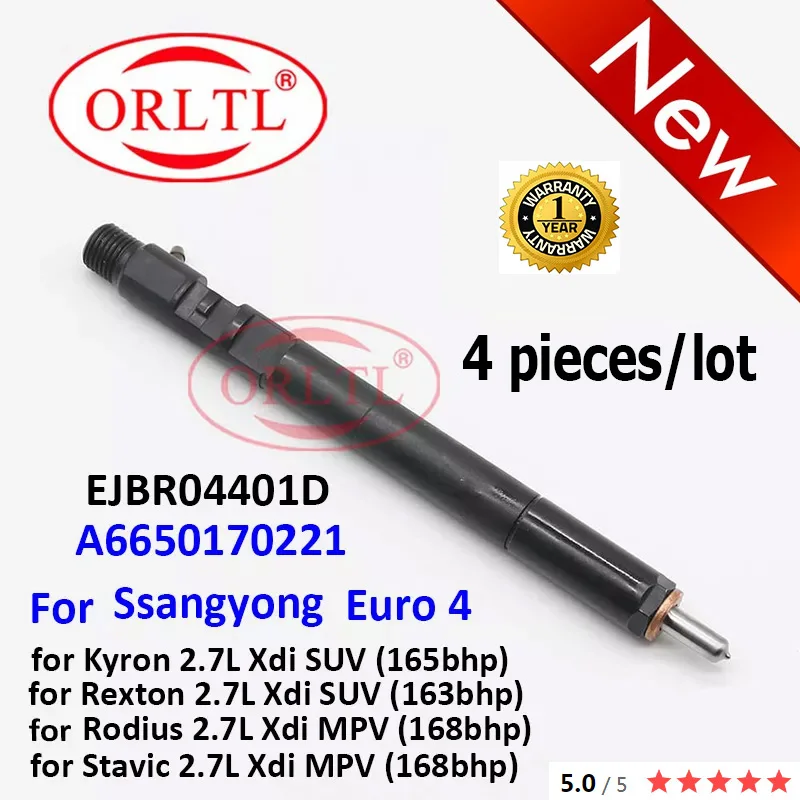 Diesel Injector Euro4 EJBR04401D 6650170221 R04401D Nozzle A6650170221 FOR SSANGYONG Kyron Rexton Rodius Stavic 4pcs/lot
Diesel Injector Euro4 EJBR04401D 6650170221 R04401D Nozzle A6650170221 FOR SSANGYONG Kyron Rexton Rodius Stavic 4pcs/lot