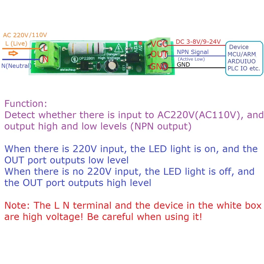 110V/220V AC Voltage Detection Household Grid Power-on/Power-off Reminder Module for Arduino pi PLC STM32 ESP8266
110V/220V AC Voltage Detection Household Grid Power-on/Power-off Reminder Module for Arduino pi PLC STM32 ESP8266