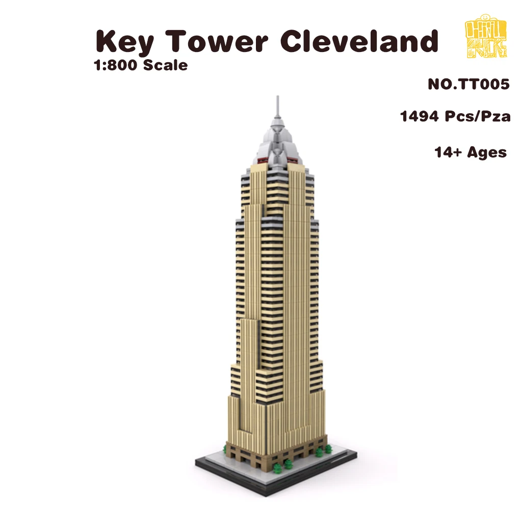 MOC TT005 Key Tower Cleveland 1:800 Scale Model With PDF Drawings Building Blocks Bricks DIY Toys Birthday Christmas Gifts
MOC TT005 Key Tower Cleveland 1:800 Scale Model With PDF Drawings Building Blocks Bricks DIY Toys Birthday Christmas Gifts