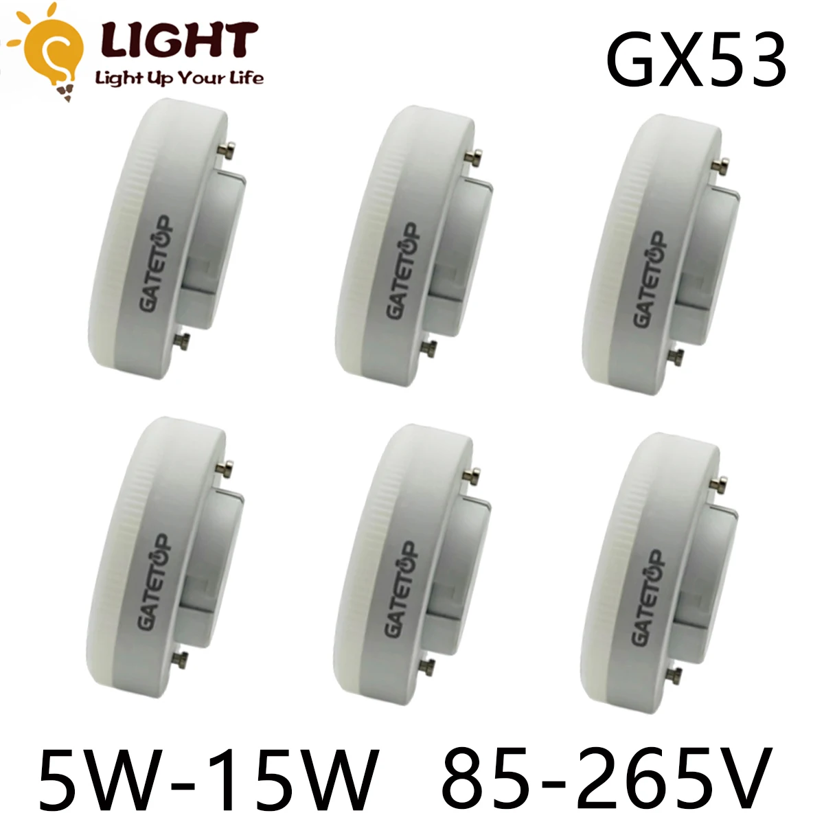 

10PCS 5W 7W 9W 12W 15W LED Spotlight GX53 Without Flicker 85-265V Warm White Daylight Cold White Bulb for Room Study Kitchen