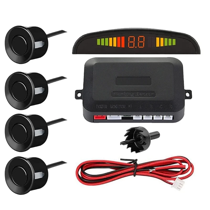 

Car Auto Led Parking Sensor Parktronic Display 4 Sensors Reverse Backup Assistance Radar Detector Light Heart Monitor System