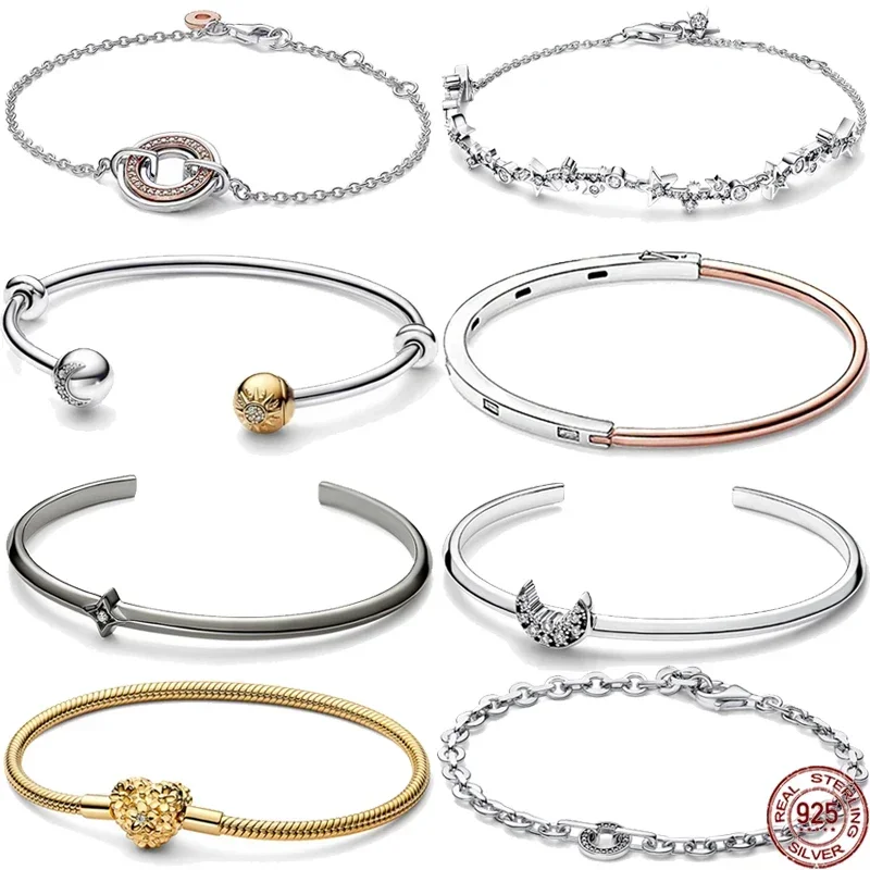Hot Selling 925 Sterling Sun Moon Moon Bracelet Gold Color Heart Shaped Bracelet Fits Original Charm Beaded DIY Women's Jewelry
Hot Selling 925 Sterling Sun Moon Moon Bracelet Gold Color Heart Shaped Bracelet Fits Original Charm Beaded DIY Women's Jewelry