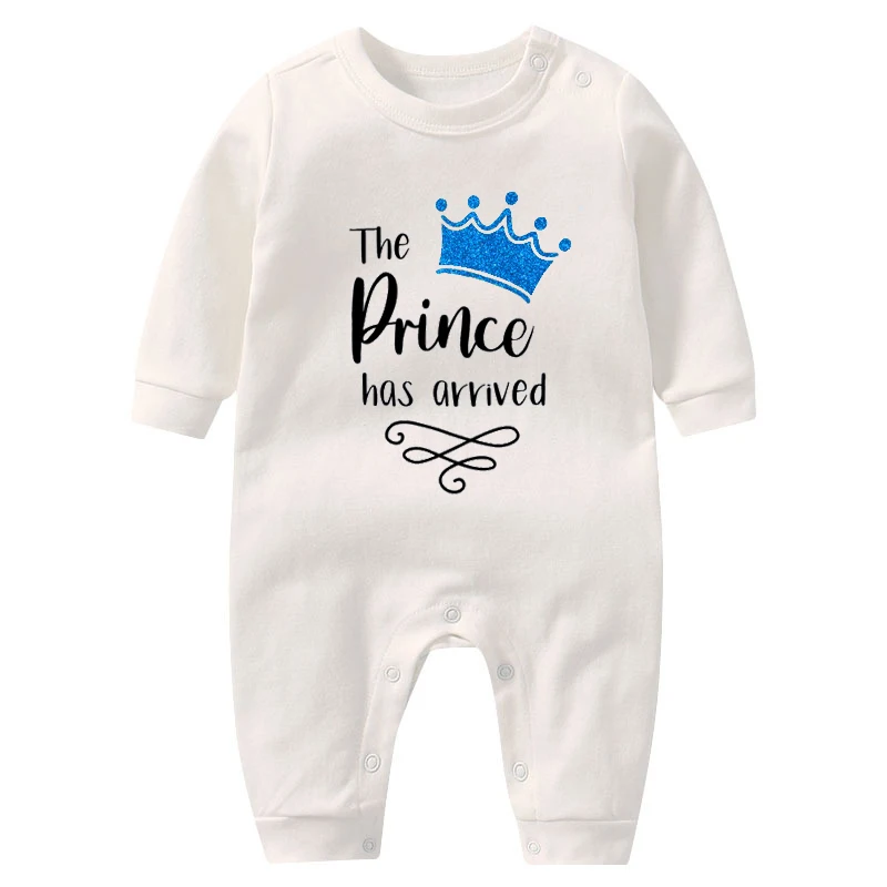 

The Prince Has Arrived Baby Baby Grow Sleepsuit Bodysuit Newborn Boys Coming Home Hospital Clothes Infant Shower Gift Birthday