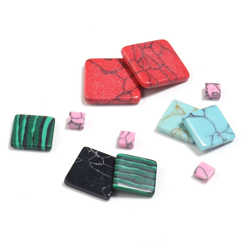

20/10Pcs 4 6 8 10 12mm Square Natural Stone Cabochon Flatback Cameo Loose Spacers For DIY Earring Jewelry Making Fitting Supply