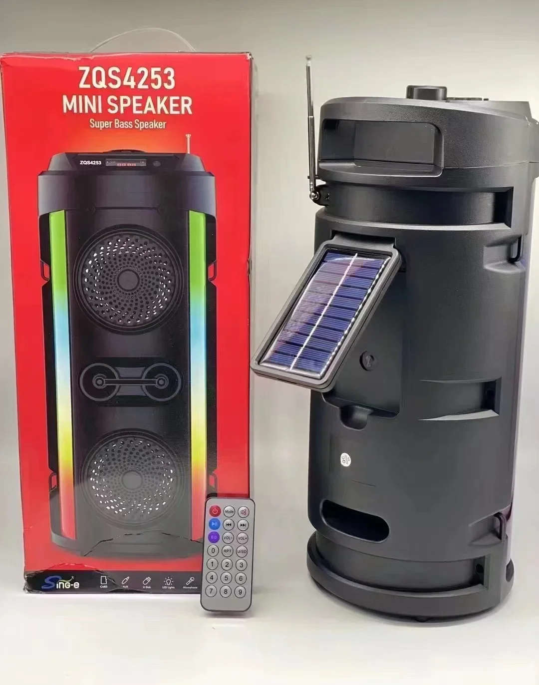 

Portable Wireless Bluetooth Speaker Home Karaoke Speaker 3D Surround Sound Subwoofer Outdoor Solar Charging Speaker Music Center