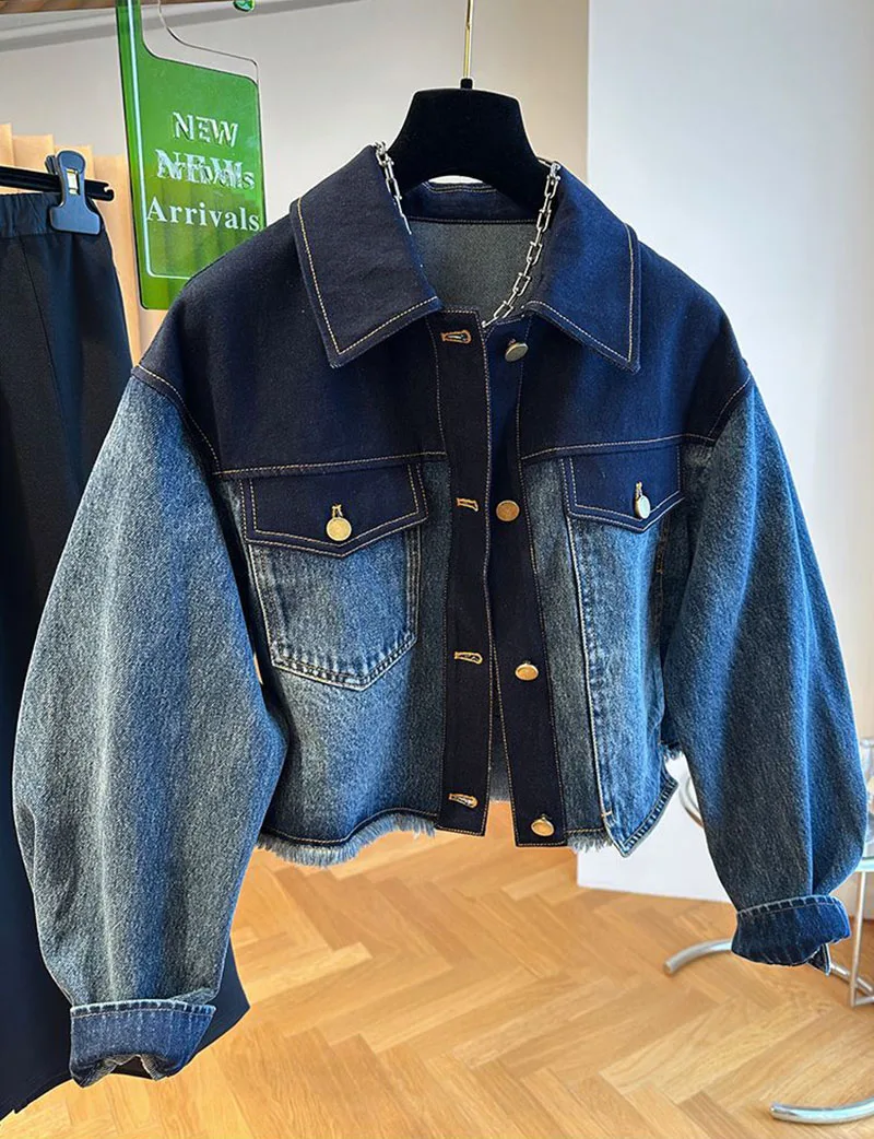 Vintage Gradient Denim Jacket Female Turn Down Collar Loose Outwear Woman clothing Long Sleeve Casual Coat Women Spring Autumn
Vintage Gradient Denim Jacket Female Turn Down Collar Loose Outwear Woman clothing Long Sleeve Casual Coat Women Spring Autumn