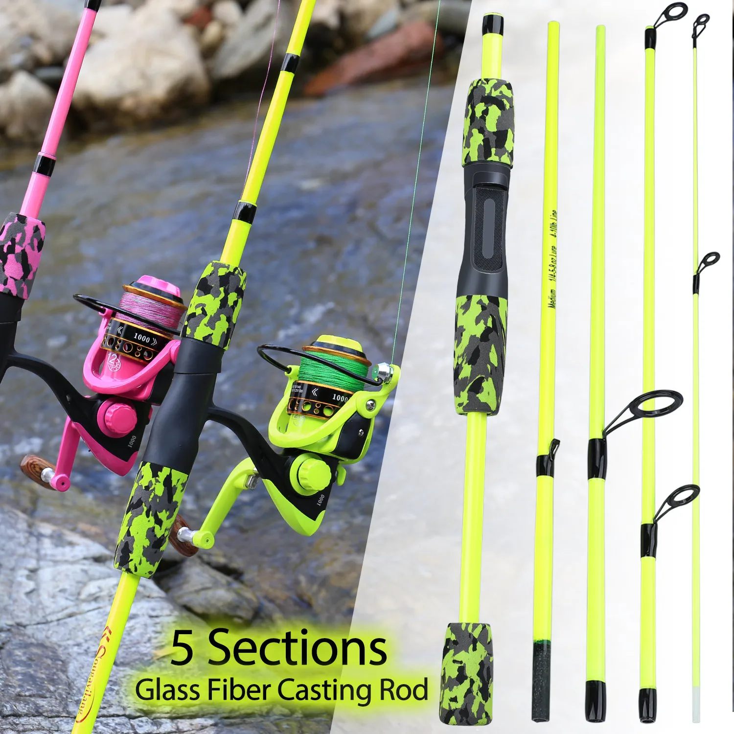 Fishing Rod + Spinning Reel + Line Set