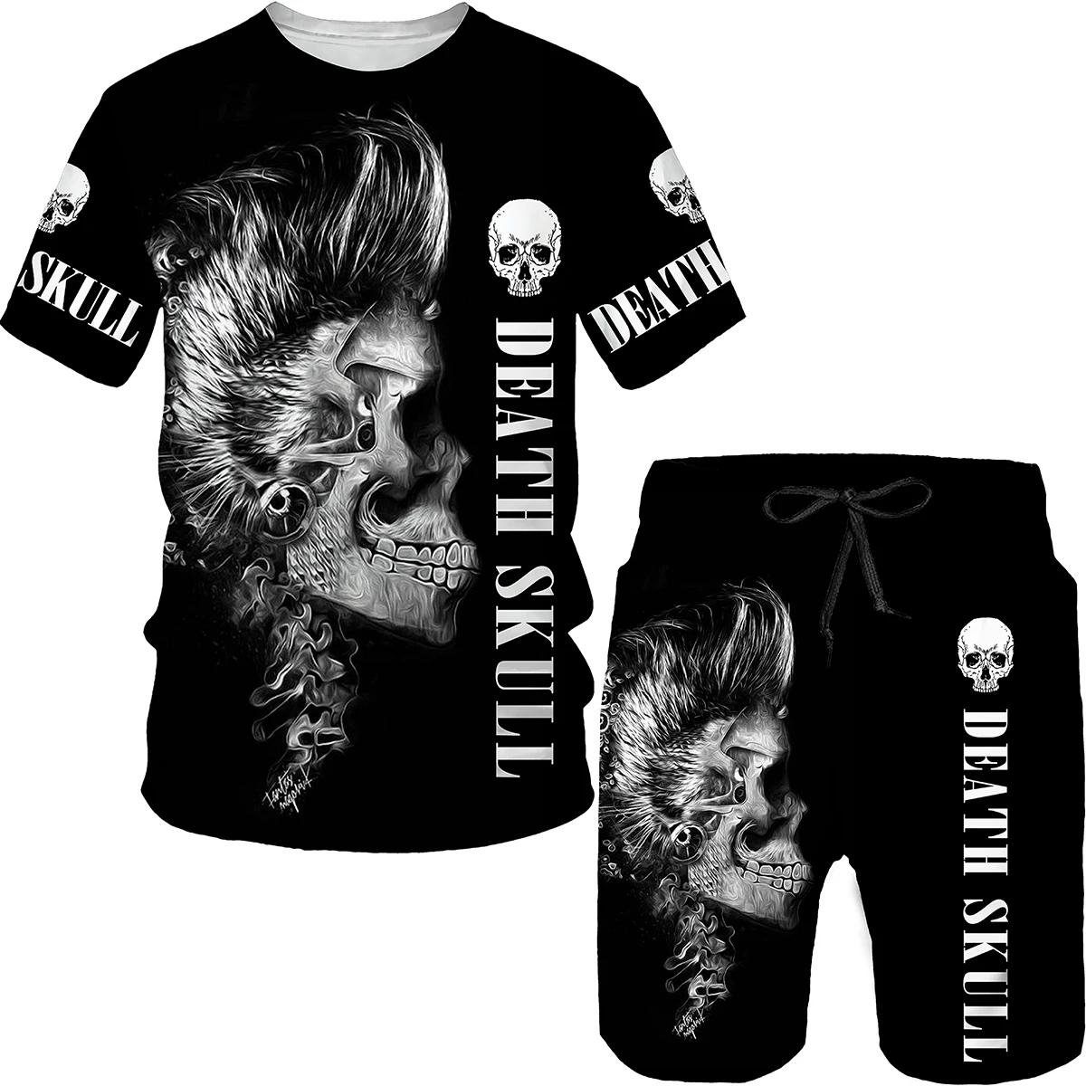 Summer New Skull 3D Print Men's T-Shirt/Suit Cool Streetwear Short Sleeve Tracksuit Personality Tops+Shorts Two Piece Set
Summer New Skull 3D Print Men's T-Shirt/Suit Cool Streetwear Short Sleeve Tracksuit Personality Tops+Shorts Two Piece Set