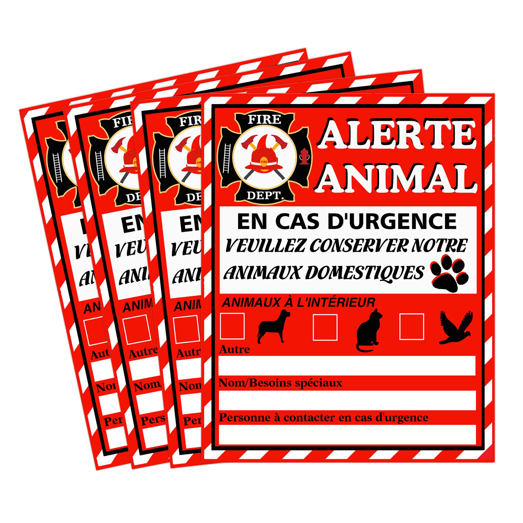 

8Pcs Emergency Alert People and Pet Finder Sticker 4*4.5 Inches French stickers facilitate rescue workers' rescue efforts