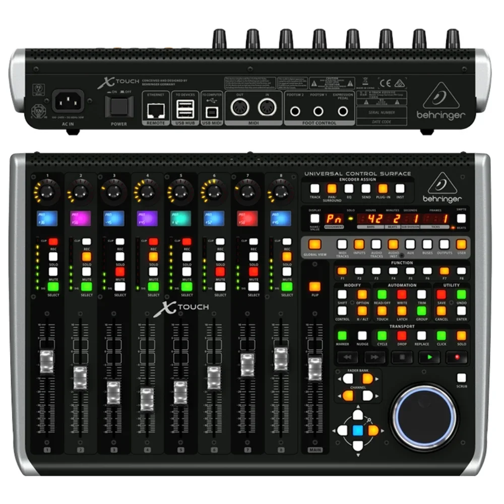 Behringer X-Touch Control Surface USB/MIDI контроллер с 9 сенсорным фейдером, 8 поворотными кодировщиками и 92 кнопками с подсветкой
Behringer X-Touch Control Surface USB/MIDI контроллер с 9 сенсорным фейдером, 8 поворотными кодировщиками и 92 кнопками с подсветкой
