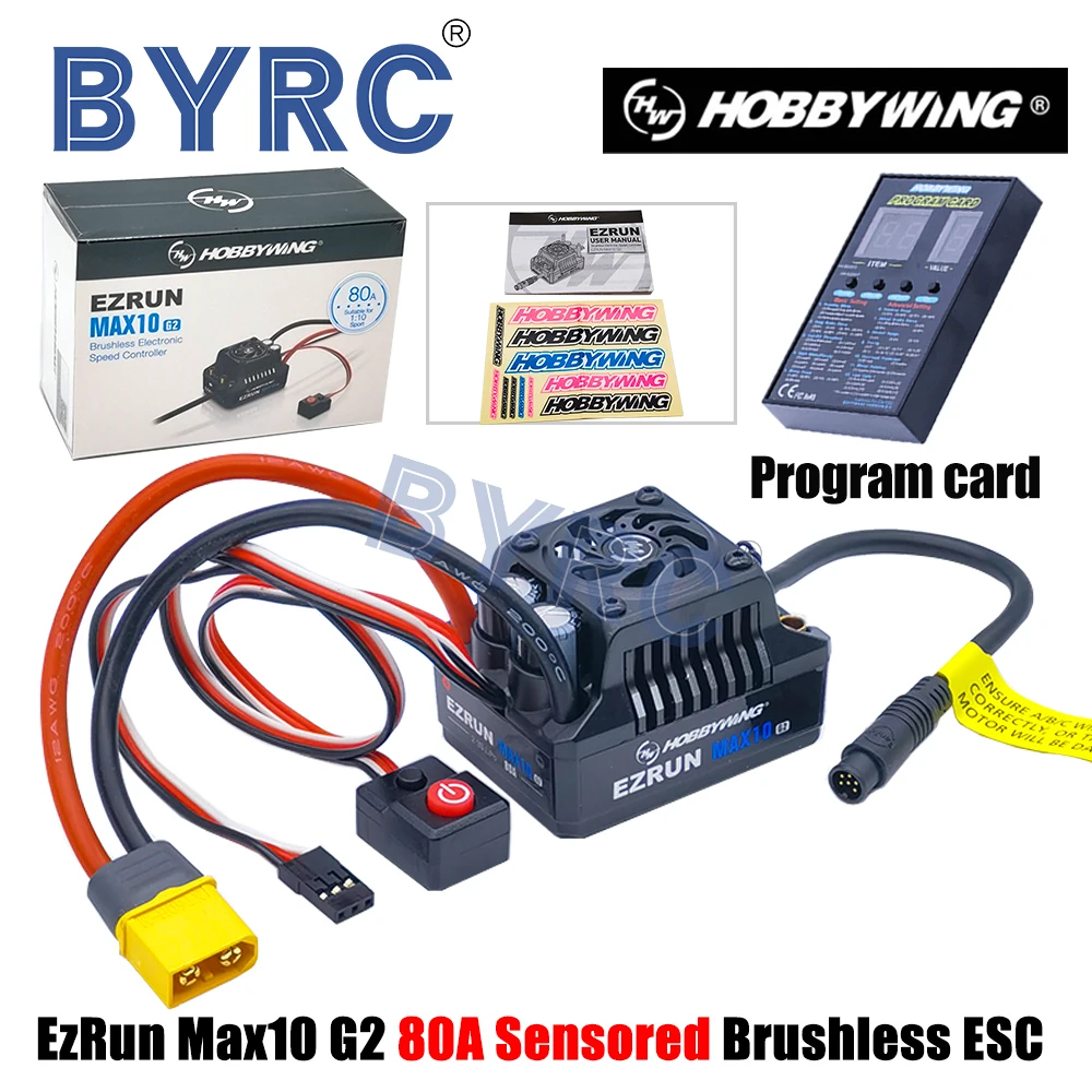 HobbyWing EZRUN MAX10 G2 80A Sensored 2-3S Lipo Brushless ESC For 1/10 On-Road Buggy Short Course Car
HobbyWing EZRUN MAX10 G2 80A Sensored 2-3S Lipo Brushless ESC For 1/10 On-Road Buggy Short Course Car