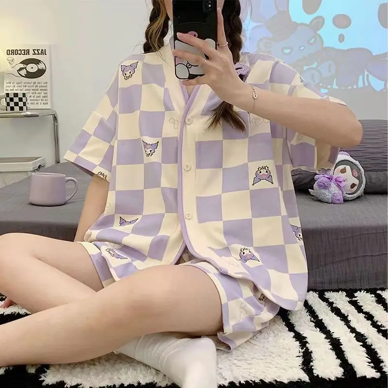 Kawaii Sanrio Kuromi Pajama Cute Anime Ins Casual Printed Costume Pure Cotton Loose Loungewear Short Sleeve New Sweet Girl Gifts
Kawaii Sanrio Kuromi Pajama Cute Anime Ins Casual Printed Costume Pure Cotton Loose Loungewear Short Sleeve New Sweet Girl Gifts