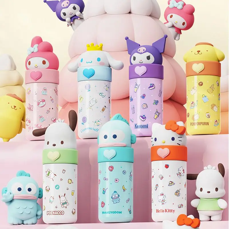 

New 350 ml stainless steel thermos water bottle anime Sanrioed Hello Kitty Pompom Purin cute thermos cup student water cup gift