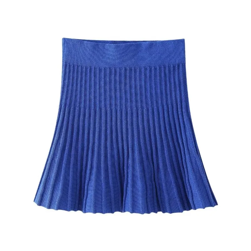 TRAF Pleated Knitted Skirts Women Casual Blue A-LINE Bottom Elastic Waist Decoration Short Skirts Woman Solid Color Skirts
TRAF Pleated Knitted Skirts Women Casual Blue A-LINE Bottom Elastic Waist Decoration Short Skirts Woman Solid Color Skirts