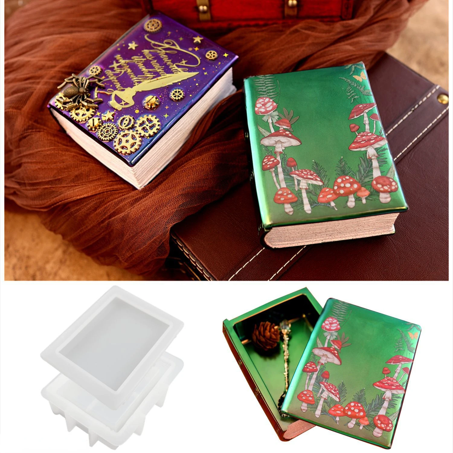DIY Epoxy Resin Mold Silicone Book Jewelry Box Book Storage Box Mold Jewelry Molds
DIY Epoxy Resin Mold Silicone Book Jewelry Box Book Storage Box Mold Jewelry Molds