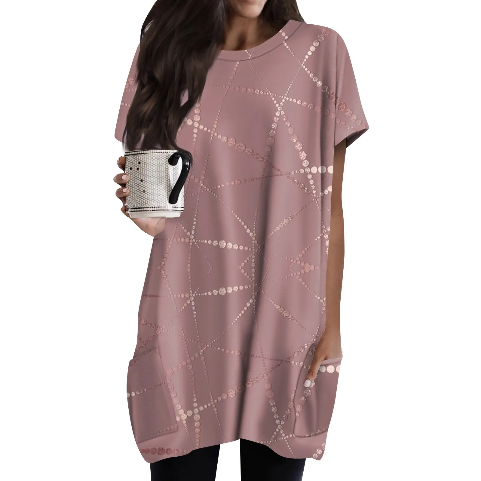 Women'S Round Neck Pocket Vintage Floral Printed Short Sleeve With Pocket Midi Long T-Shirt Top Women Fashion Blouse 2024
Women'S Round Neck Pocket Vintage Floral Printed Short Sleeve With Pocket Midi Long T-Shirt Top Women Fashion Blouse 2024