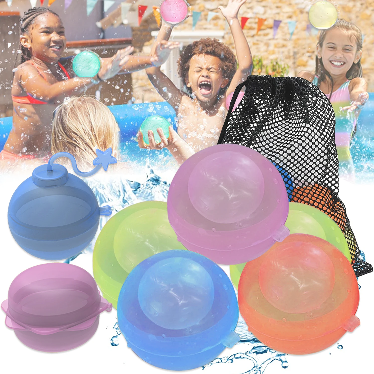Reusable Bomb Water Balloons Quick Filling Self Sealing Waterfall Ball Summer Outdoor Pool Toy for Kids & Adults Water Game
Reusable Bomb Water Balloons Quick Filling Self Sealing Waterfall Ball Summer Outdoor Pool Toy for Kids & Adults Water Game