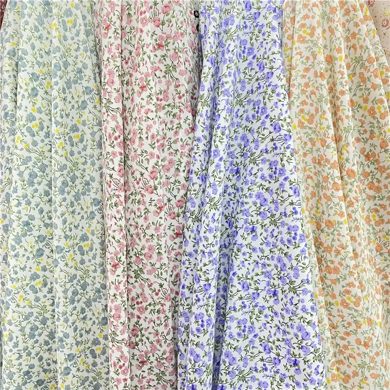 

Chiffon Fabric By The Meter for Dresses Skirts Clothes Diy Sewing Flowers Printed Cloth Opaque Thin Soft Drape Breathable Floral