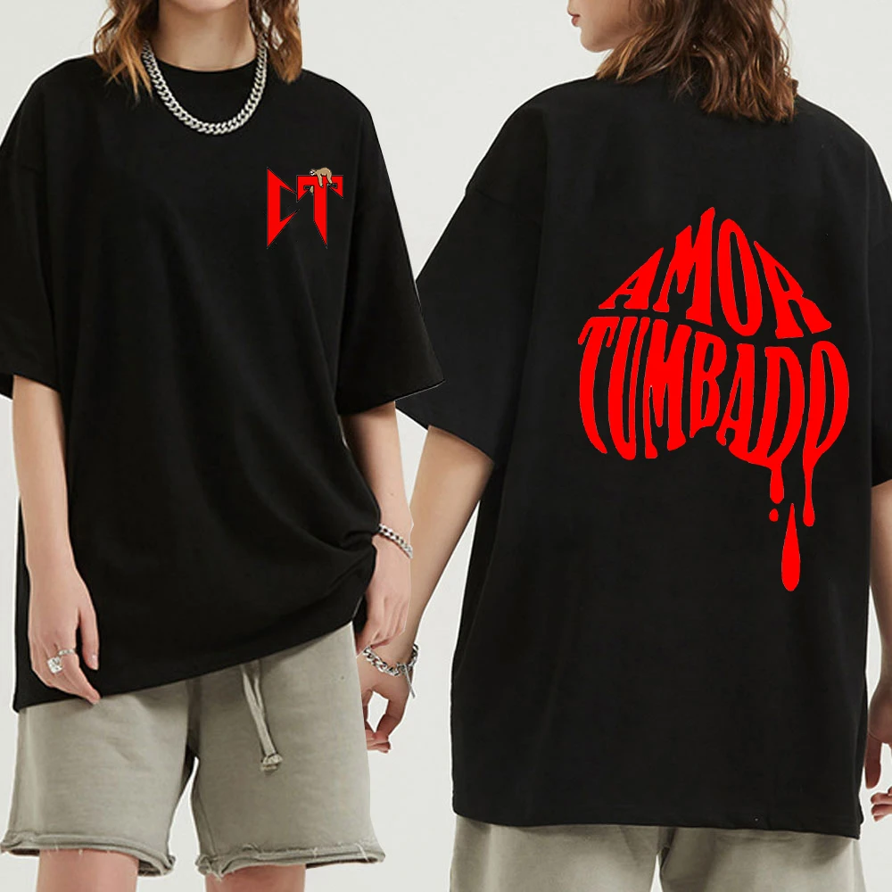 

Natanael Cano Amor Tumbado Red CT Sloth Print Tshirts for Men Women Hip Hop Oversized Streetwear Korean Fashion Casual T-shirt