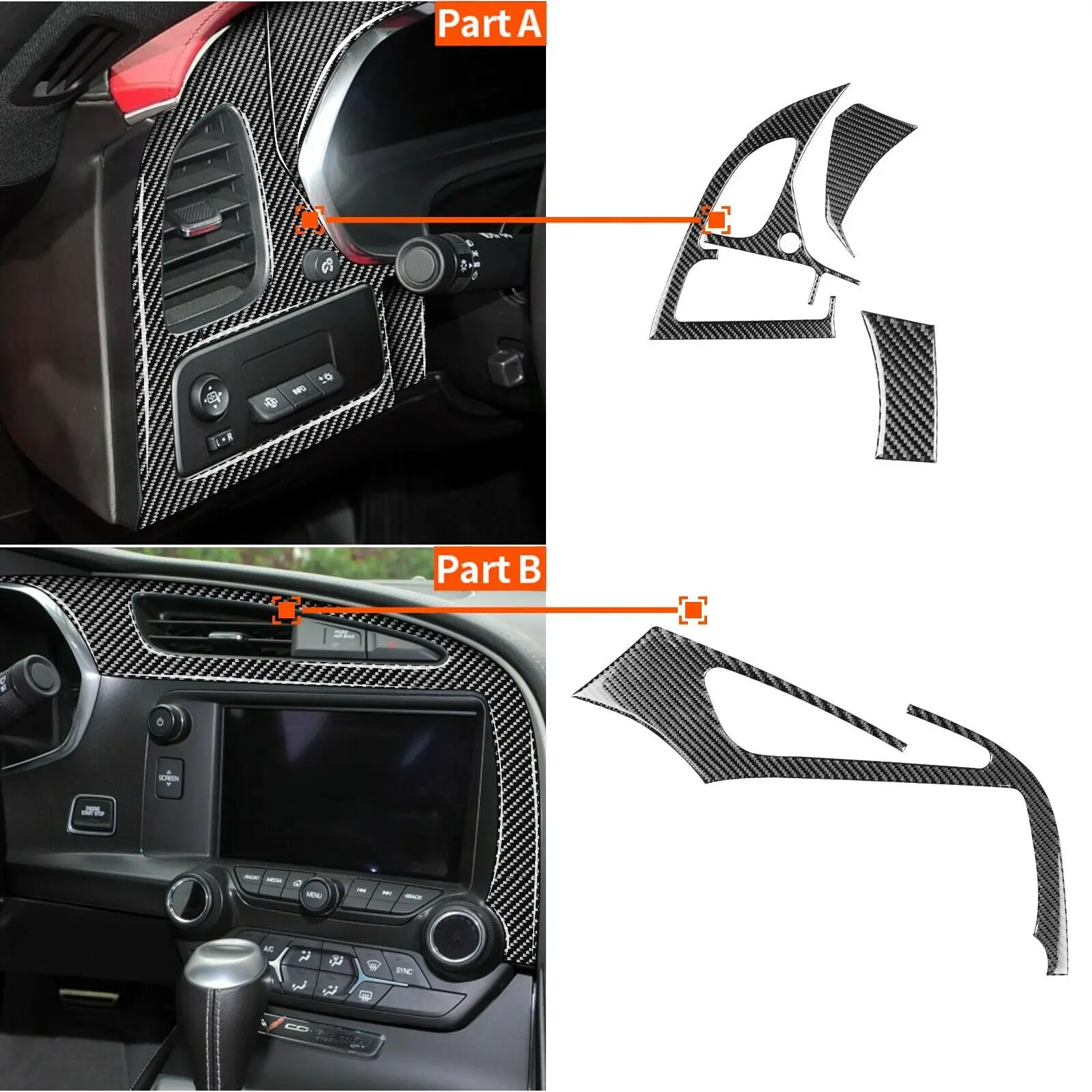 4PCS Carbon Fiber Driver Dashboard Air Vent Decor Trim For Corvette C7 2014-2019
4PCS Carbon Fiber Driver Dashboard Air Vent Decor Trim For Corvette C7 2014-2019