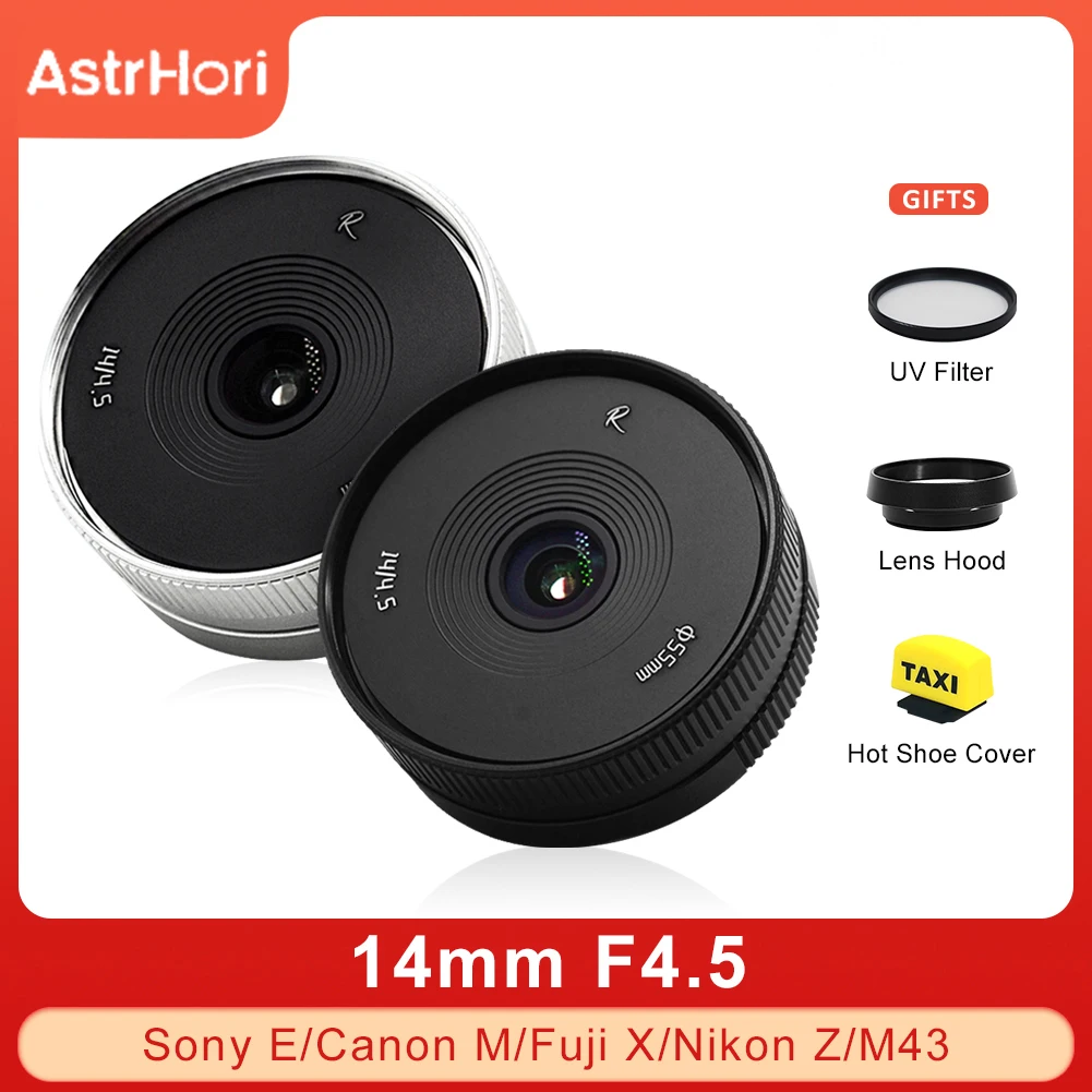 AstrHori 14mm F4.5 APS-C Ultra-wide Angle Manual Focus Prime Lens for Canon EOS M Micro 4/3 Sony E Nikon Z Fujifilm XF Camera
AstrHori 14mm F4.5 APS-C Ultra-wide Angle Manual Focus Prime Lens for Canon EOS M Micro 4/3 Sony E Nikon Z Fujifilm XF Camera