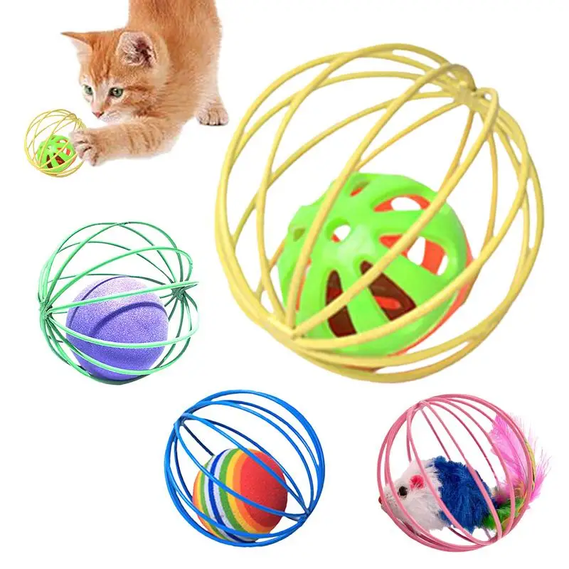 

4pcs Mouse Ball For Cats Caged Mouse Ball Toy Interactive Training Toy Kitten Puppy Mouse Cage Ball Cat Accessories Pet Supplies