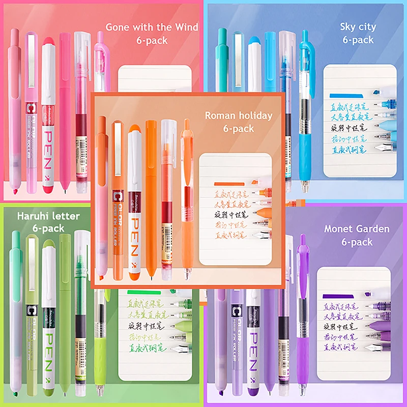 6Pcs/Set Roller Pen Purple / Pink / Green Color Ink Straight Liquid Gel Pen Ballpoint Pen For School Office Stationery Kawaii
6Pcs/Set Roller Pen Purple / Pink / Green Color Ink Straight Liquid Gel Pen Ballpoint Pen For School Office Stationery Kawaii