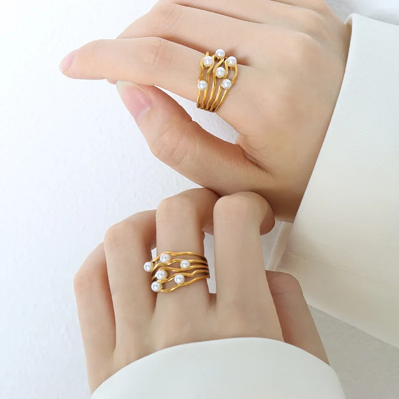 Fashion Women Jewelry Pearl Rings Simple Niche Design Titanium Steel Gold Plated Non-fading Ring For Women
Fashion Women Jewelry Pearl Rings Simple Niche Design Titanium Steel Gold Plated Non-fading Ring For Women