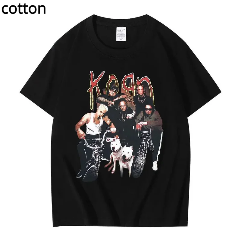 

90s American Rock Band Korn T Shirt Metal Gothic Men Women Vintage Oversized T-shirt Streetwear Summer Short Sleeve T Shirts