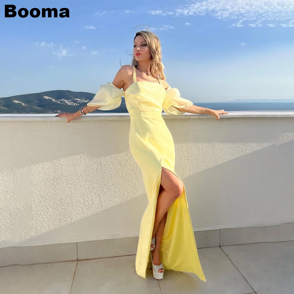 Booma Yellow Stain Mermaid Prom Dresses Pearls Short Puff Sleeves Women's Evening Dresses Side Slit Simple Formal Party Dress
Booma Yellow Stain Mermaid Prom Dresses Pearls Short Puff Sleeves Women's Evening Dresses Side Slit Simple Formal Party Dress