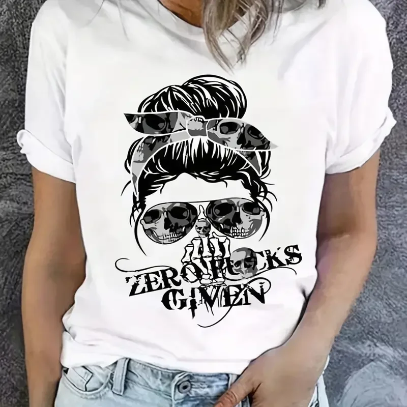 Женская летняя одежда, женская футболка с принтом черепа и круглым вырезом, повседневный топ с коротким рукавом для весны и лета
Женская летняя одежда, женская футболка с принтом черепа и круглым вырезом, повседневный топ с коротким рукавом для весны и лета