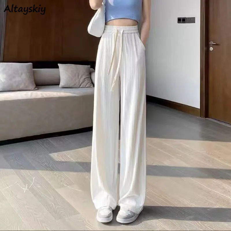 Pants Women Spring Folds Drawstring Straight High Waist 4-colors All-match Stylish Ladies Chic Fashion Pantalones De Mujer BF
Pants Women Spring Folds Drawstring Straight High Waist 4-colors All-match Stylish Ladies Chic Fashion Pantalones De Mujer BF