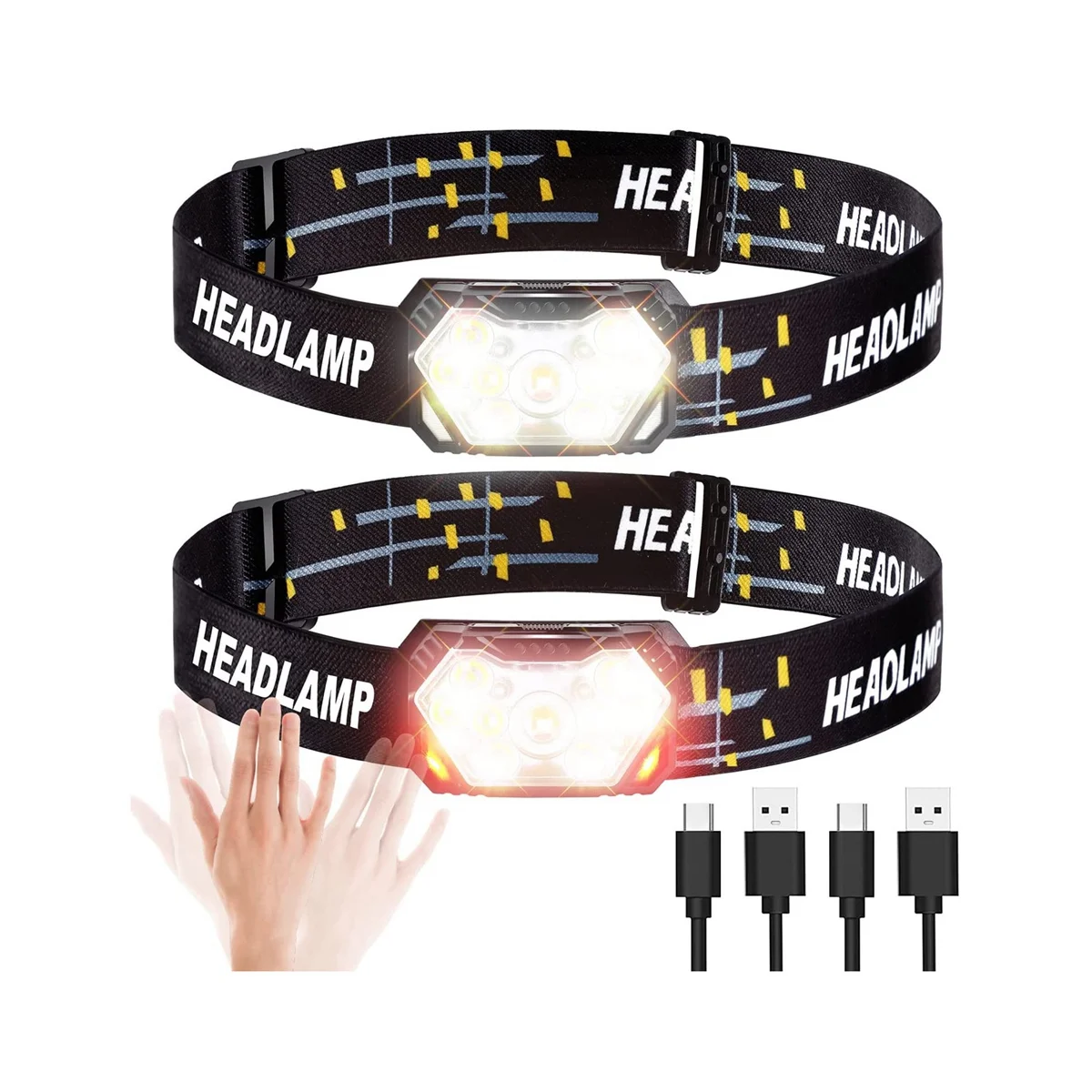 2 PCS Head Light with Red Light Induction Mode Waterproof Lighting Are Suitable for Running, Riding, Camping and Working
2 PCS Head Light with Red Light Induction Mode Waterproof Lighting Are Suitable for Running, Riding, Camping and Working