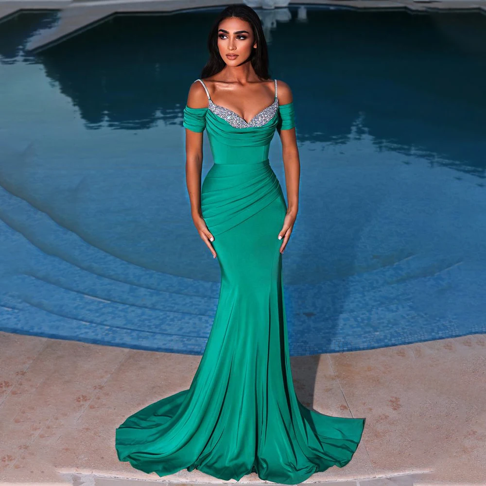 Green Evening Dress Mermaid Off the Shoulder Crystal Gowns Long Spaghetti Straps Trumpet V Neck Women Formal Party
Green Evening Dress Mermaid Off the Shoulder Crystal Gowns Long Spaghetti Straps Trumpet V Neck Women Formal Party