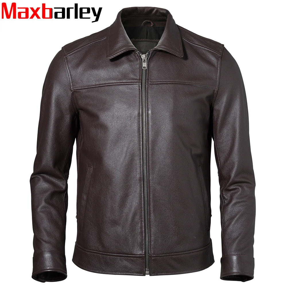 

Men's Leather Jacket 100% Natural Cowhide Man Real Leather Coat Male Leather Clothing Autumn Spring Asian Size M601