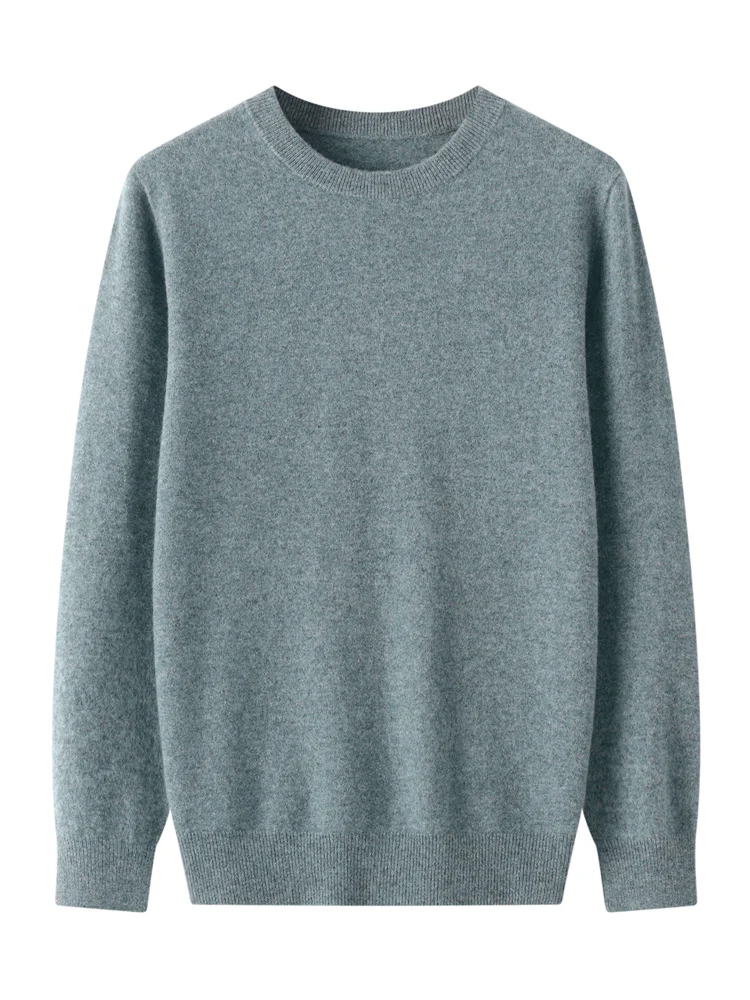 

New Autumn Winter 100% Pure Merino Wool Pullover Sweater Men O-neck Long-sleeve Cashmere Knitwear Clothing Basic Tops