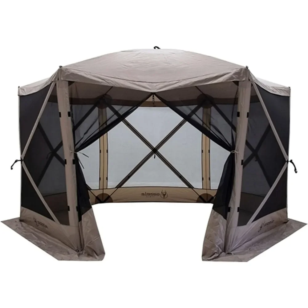

Family Tents 8 Person 12 X12 Pop Up 6 Sided Portable Hub Gazebo Screen Canopy Tent with Large Main Door, Desert Sand Tents