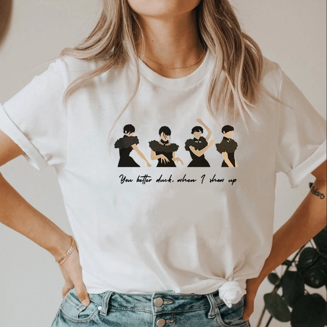 Wednesday Addams Dance T-shirt Women's Streetwear Fashion Short Sleeve T Shirt Gothic Vintage Graphic Pritn Female Casual Tees
Wednesday Addams Dance T-shirt Women's Streetwear Fashion Short Sleeve T Shirt Gothic Vintage Graphic Pritn Female Casual Tees