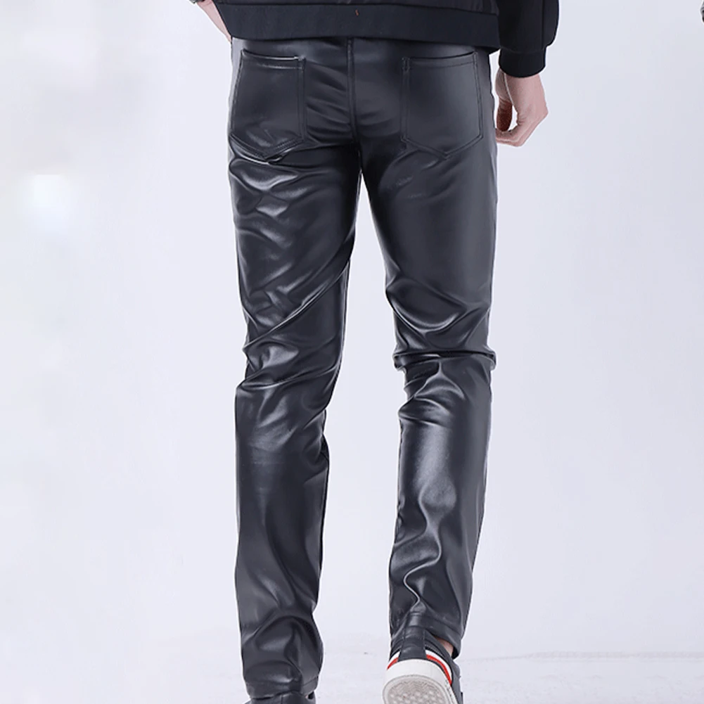 

Clubwear Pant Leather Jeans Men Comfortable and Trendy These Mens Long PU Leather Trousers are Perfect for Any Occasion