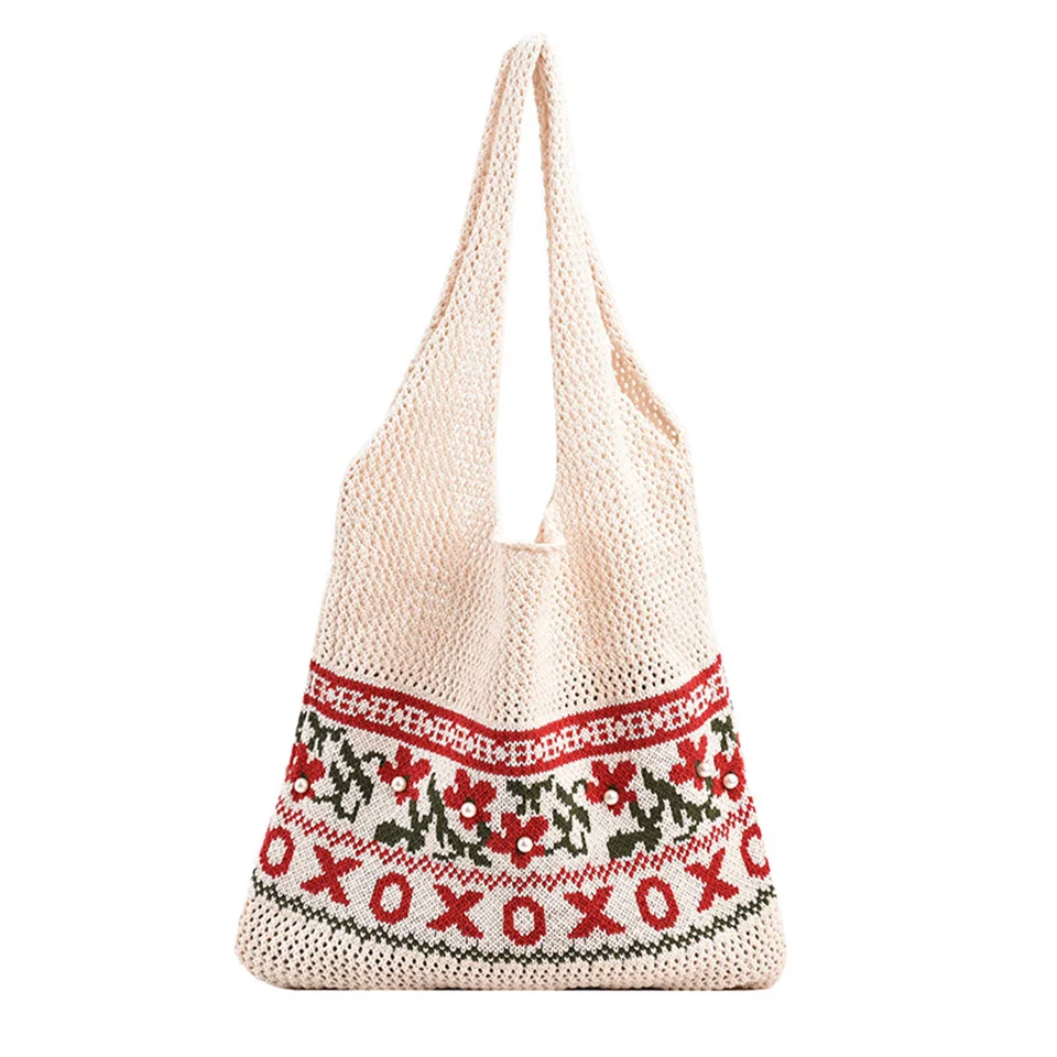 

Female Versatile Braid Embroidery Shoulder Bag Light Large-capacity Ethnic Style Travel Female High Quality Shopping Tote Bag