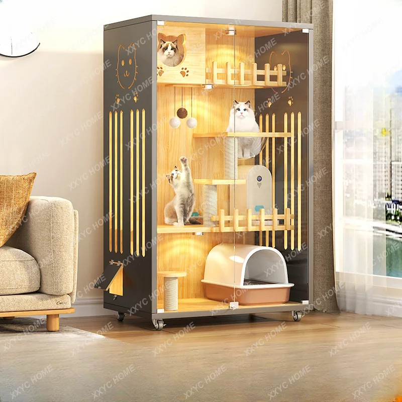 

Solid Wood Cat Villa Cat Cage Cat Cabinet Panoramic Cat Cabinet Wooden Cat House Indoor Cattery Cat Nest Super Large Free Space