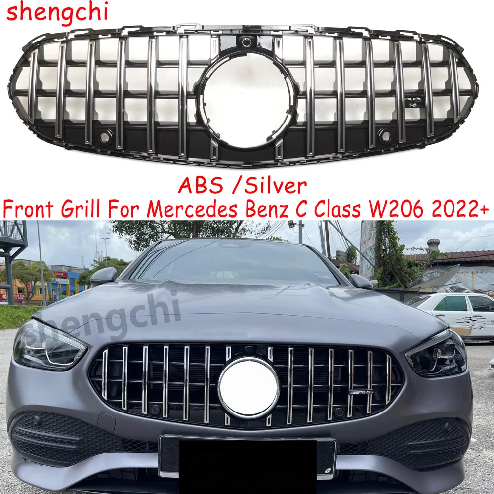 

W206 GT Style ABS Front Bumper Grille for Mercedes Benz C Class W206 C200 C220 C300 Classic Model Grills 2022+