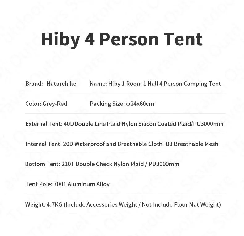 Naturehike – tente de Camping pour 3-4 personnes, série Hiby, en tissu Silicone 20D, Double couche, 4 saisons, pour la famille, ultralégère Naturehike – tente de Camping pour 3-4 personnes, série Hiby, en tissu Silicone 20D, Double couche, 4 saisons, pour la famille, ultralégère