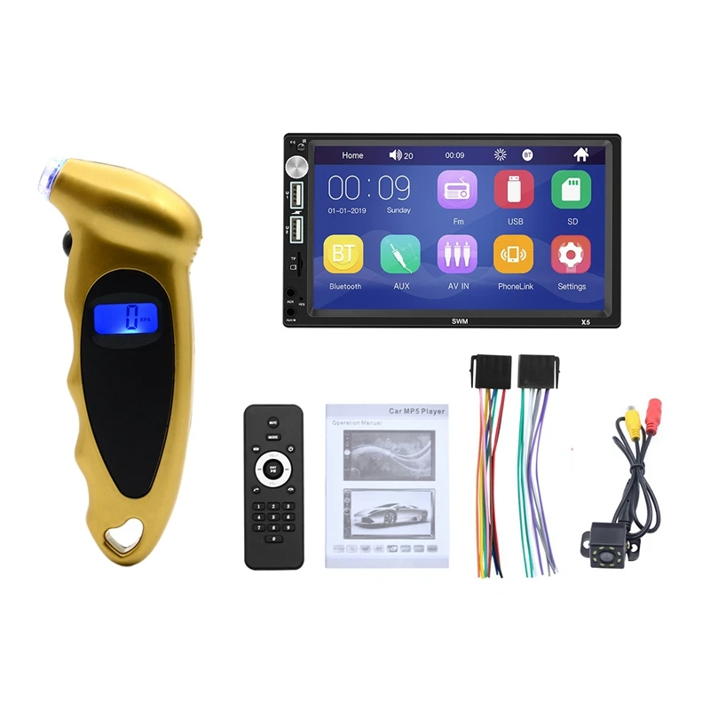 

Portable Digital Tire Pressure Gauge 0-150 Psi High-Precision With 2 Din Car Radio 7 Inch Press Screen MP5 Player