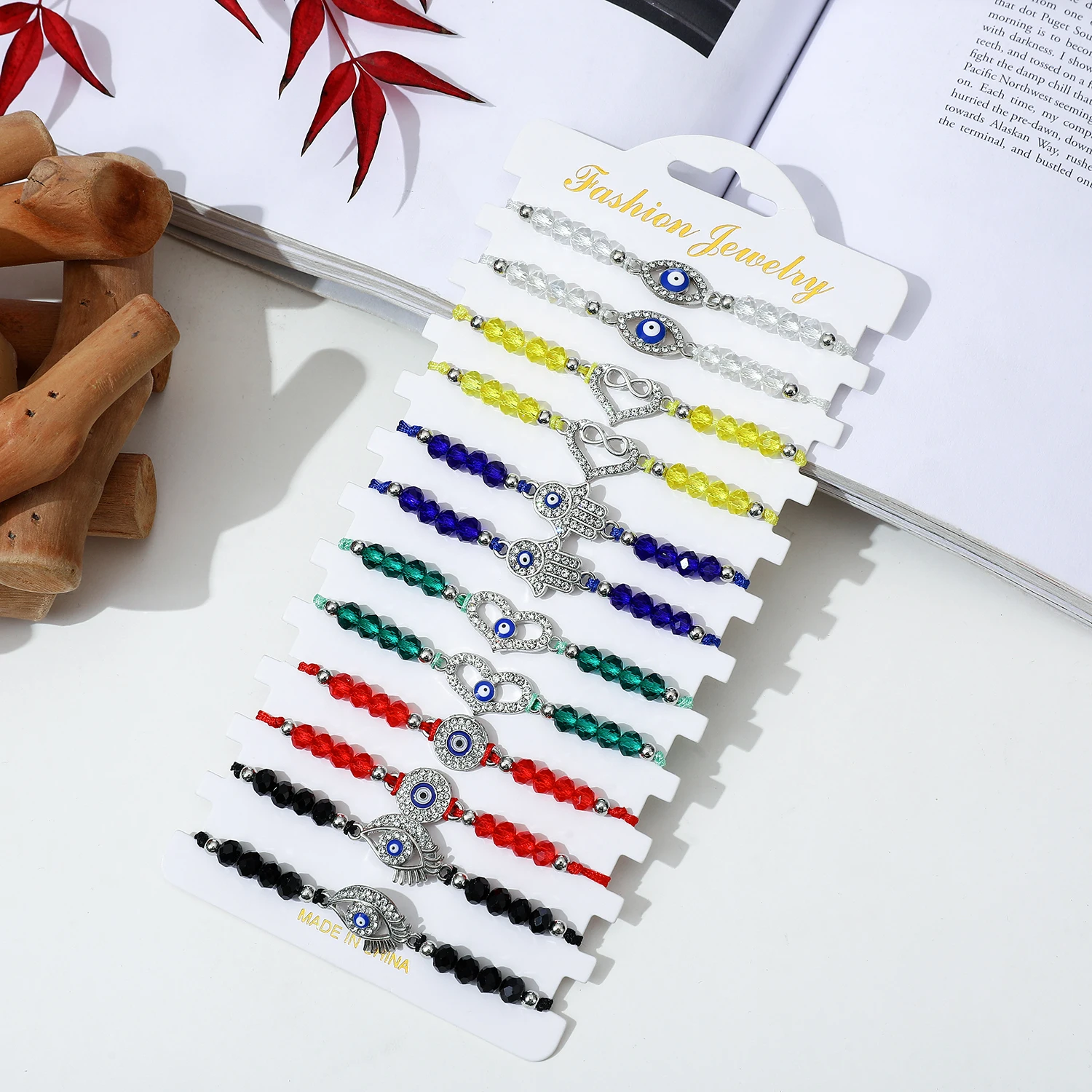 12pcs Shining Rhinestone Zircon Evil Eye Handmade Braided Bracelet Charm Heart Hand Eyes Pendent Bracelets for Women Men Kids
12pcs Shining Rhinestone Zircon Evil Eye Handmade Braided Bracelet Charm Heart Hand Eyes Pendent Bracelets for Women Men Kids