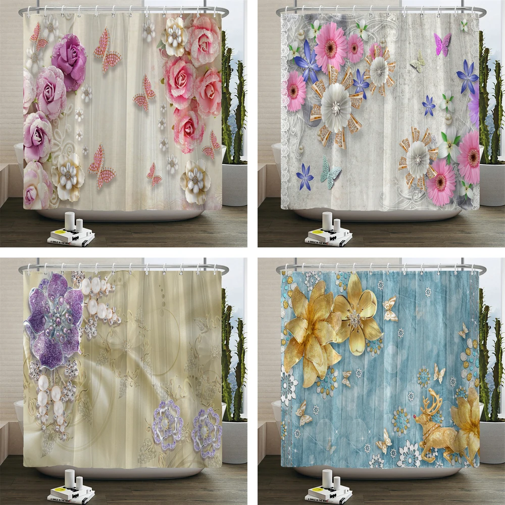 European style Flower Butterfly Printing Shower Curtain Waterproof Polyester Bathroom Curtain Home Decor Curtains With Hooks
European style Flower Butterfly Printing Shower Curtain Waterproof Polyester Bathroom Curtain Home Decor Curtains With Hooks