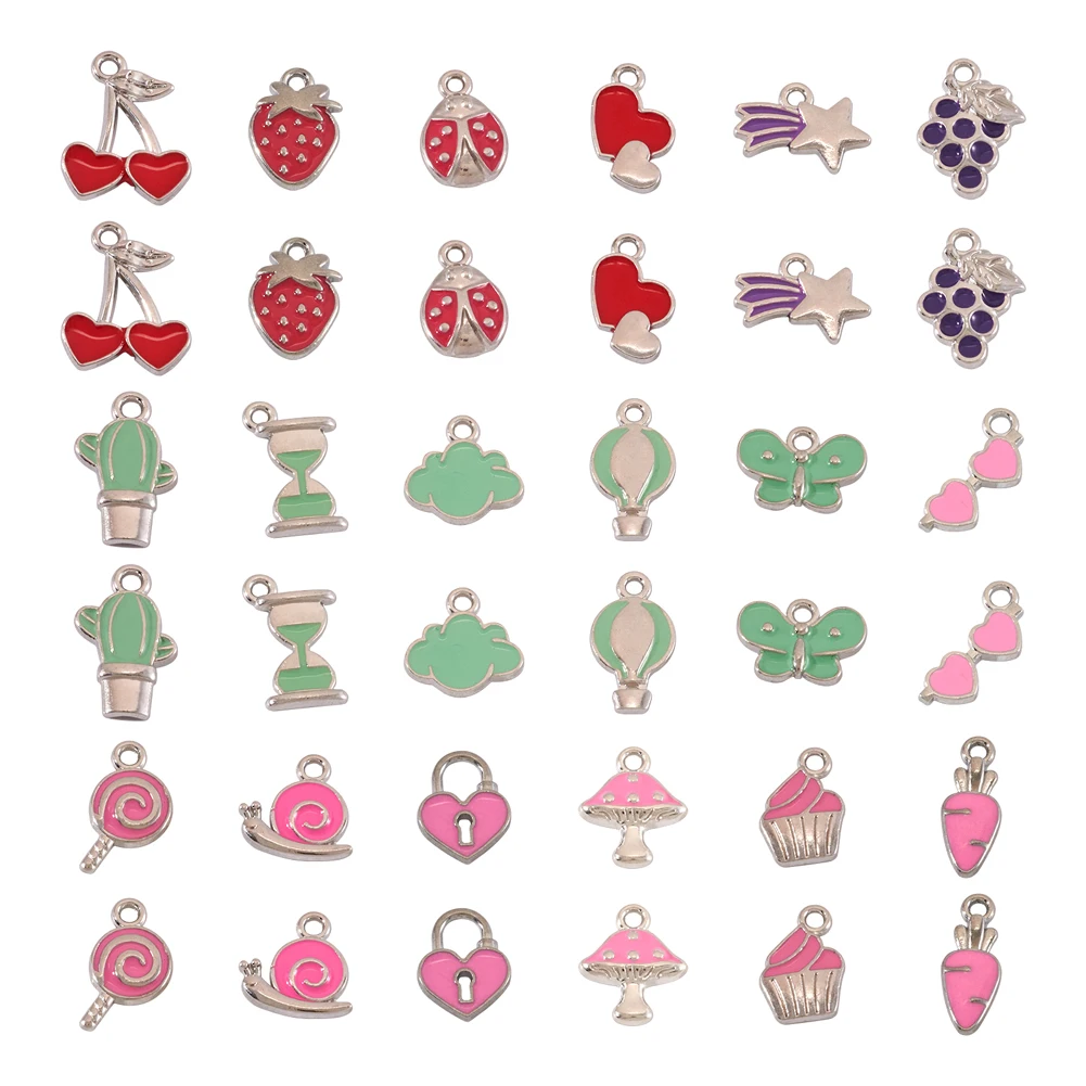 36pcs Mixed Lovely Zinc Alloy Enamel Pendants Lock Grape Strawberry Cherry Charms for Bracelet Necklace Keychain Jewelry Making
36pcs Mixed Lovely Zinc Alloy Enamel Pendants Lock Grape Strawberry Cherry Charms for Bracelet Necklace Keychain Jewelry Making