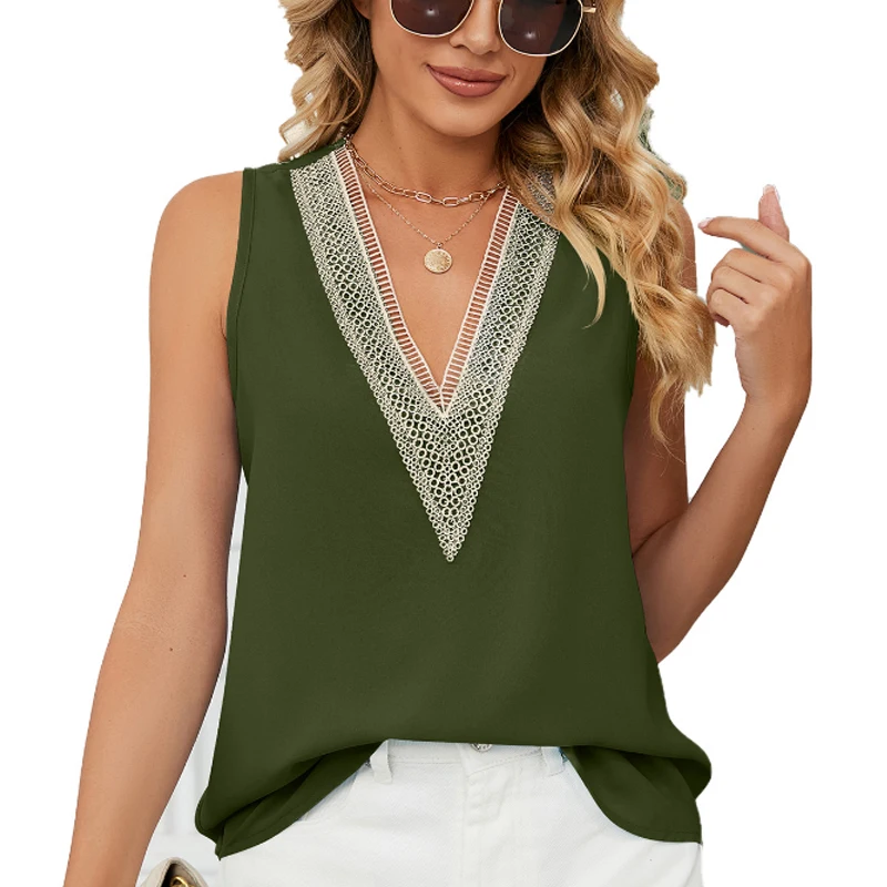 Solid V-neck Embroidery Pullover Chiffon Shirt Women Casual Women Blouse Summer 2023 Loose Fashion Sleeveless Tank Tops 25123
Solid V-neck Embroidery Pullover Chiffon Shirt Women Casual Women Blouse Summer 2023 Loose Fashion Sleeveless Tank Tops 25123